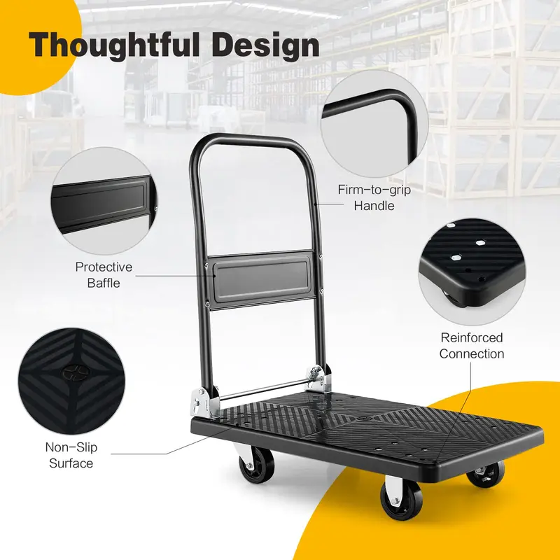 Goplus Klappbarer Schiebewagen, Transportplattform mit Handgriff, maximale Traglast 200 kg (71 x 48 cm)