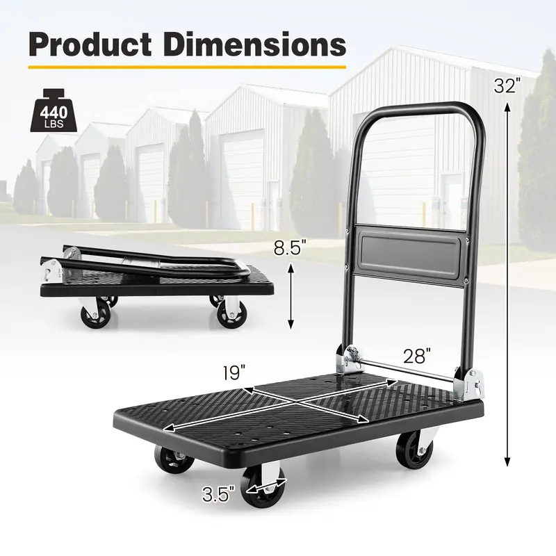 Goplus Klappbarer Schiebewagen, Transportplattform mit Handgriff, maximale Traglast 200 kg (71 x 48 cm)
