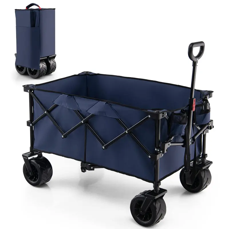 Goplus Klappbarer Transportwagen, faltbarer Hochleistungs-Universalwagen mit verstellbarem Griff