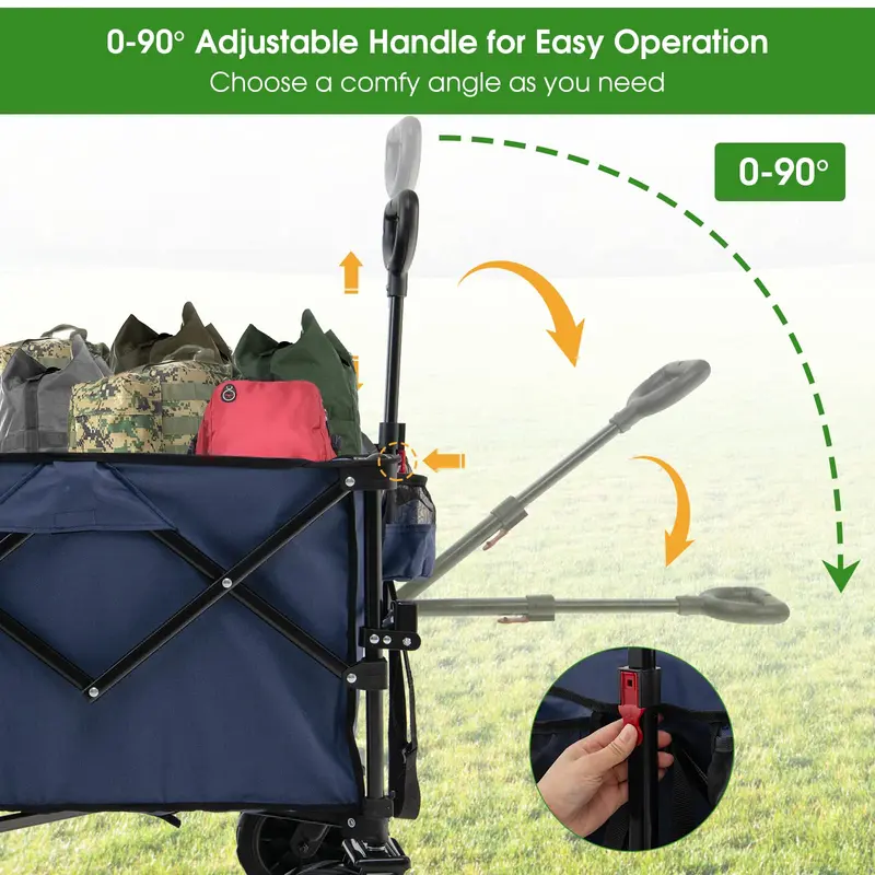 Goplus Klappbarer Transportwagen, faltbarer Hochleistungs-Universalwagen mit verstellbarem Griff 2