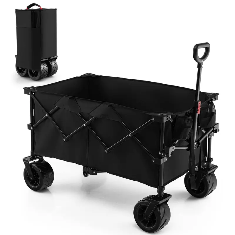 Goplus Klappbarer Transportwagen, faltbarer Hochleistungs-Universalwagen mit verstellbarem Griff