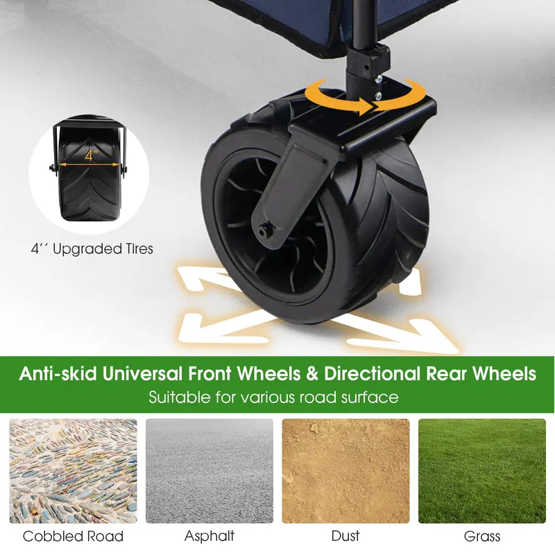 Goplus Klappbarer Transportwagen, faltbarer Hochleistungs-Universalwagen mit verstellbarem Griff