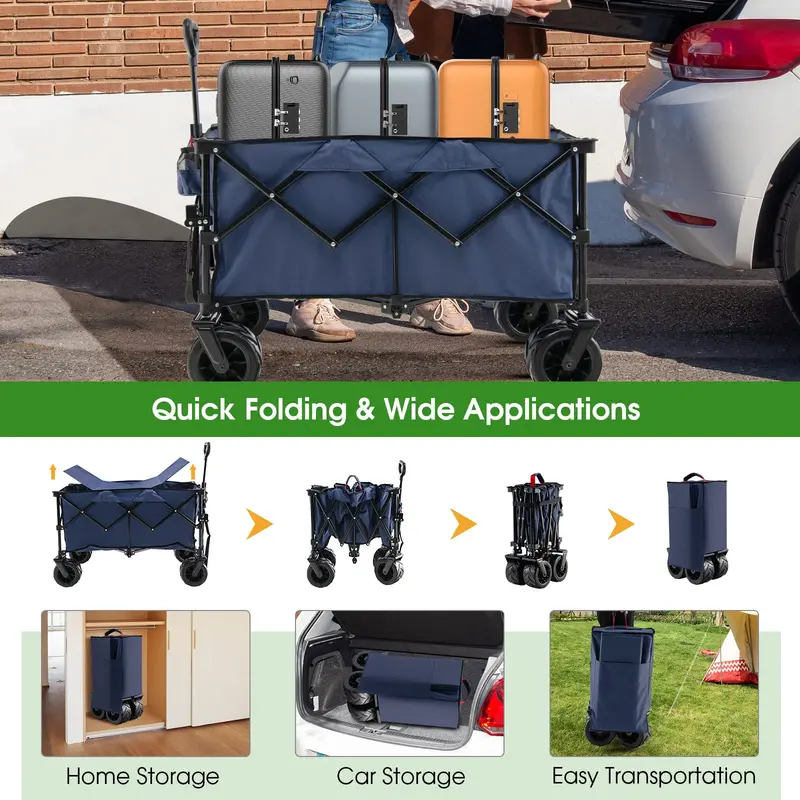 Goplus Klappbarer Transportwagen, faltbarer Hochleistungs-Universalwagen mit verstellbarem Griff