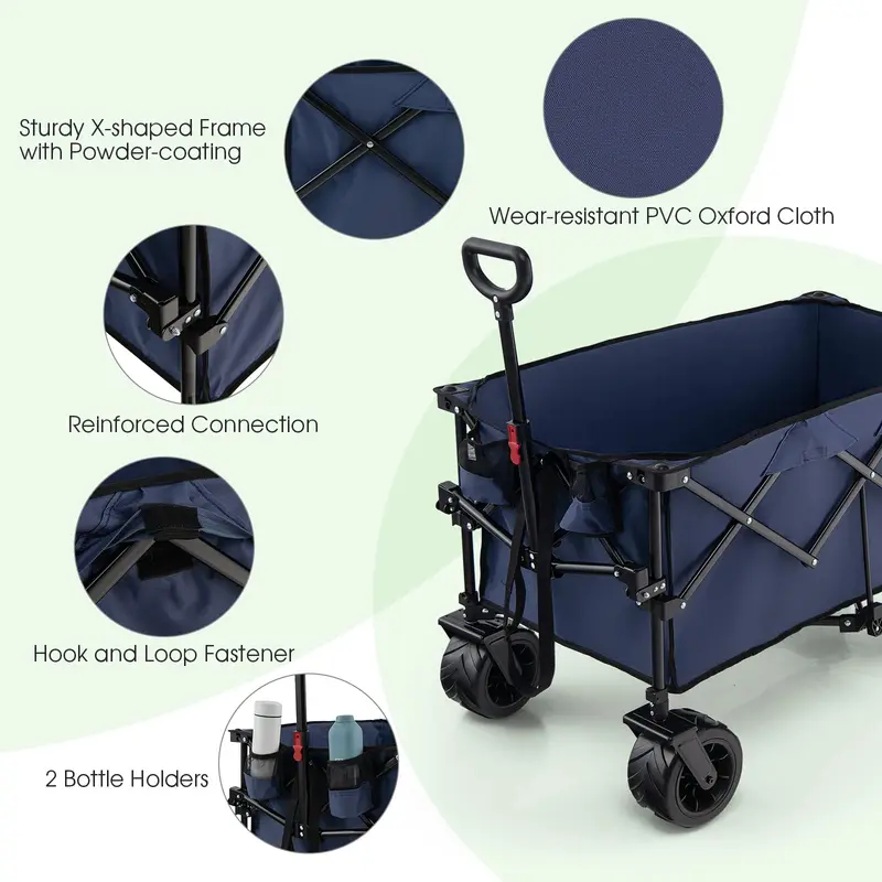 Goplus Klappbarer Transportwagen, faltbarer Hochleistungs-Universalwagen mit verstellbarem Griff
