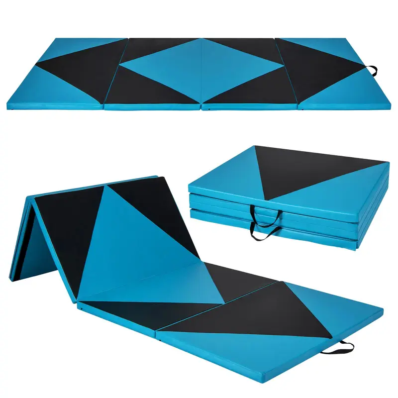 GoPlus-Klappbarer Turnmatte, 300 x 117 x 5 cm (10' x 4' x 2''), dick gepolstert mit PU-Leder-Oberfläche und Klettverschlüssen