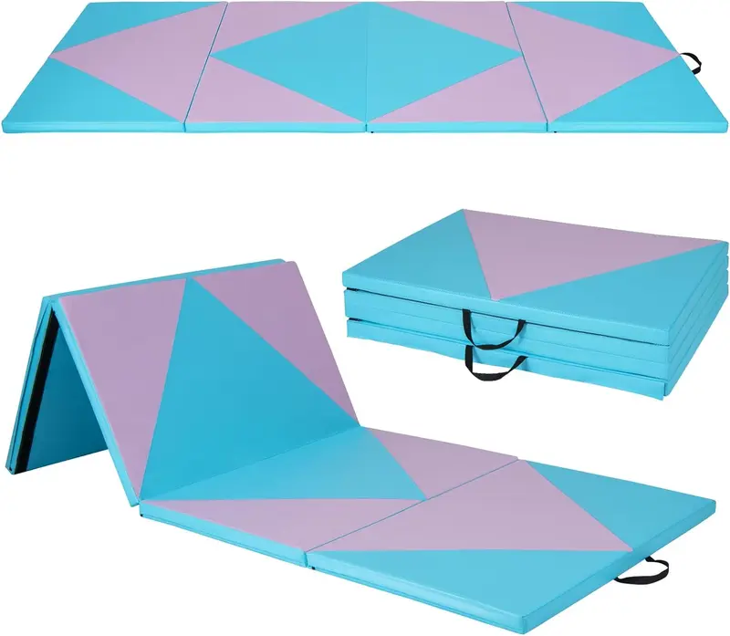 GoPlus-Klappbarer Turnmatte, 300 x 117 x 5 cm (10' x 4' x 2''), dick gepolstert mit PU-Leder-Oberfläche und Klettverschlüssen
