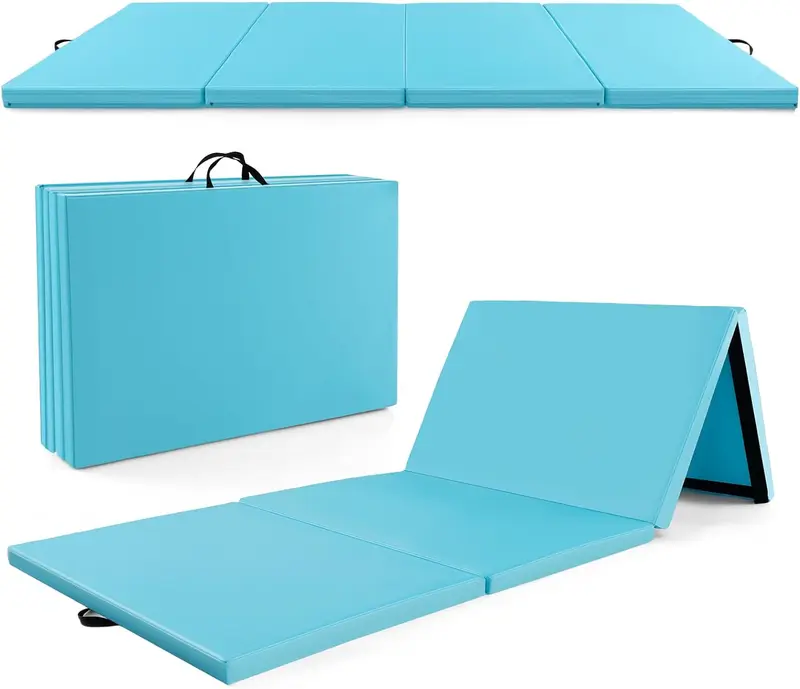 GoPlus-Klappbarer Turnmatte, 300 x 117 x 5 cm (10' x 4' x 2''), dick gepolstert mit PU-Leder-Oberfläche und Klettverschlüssen