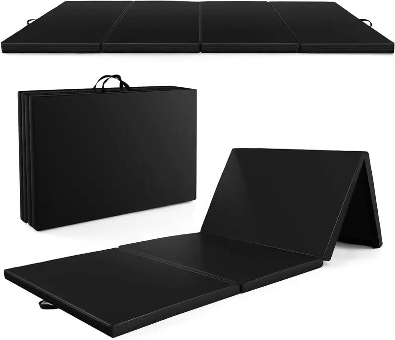 GoPlus-Klappbarer Turnmatte, 300 x 117 x 5 cm (10' x 4' x 2''), dick gepolstert mit PU-Leder-Oberfläche und Klettverschlüssen