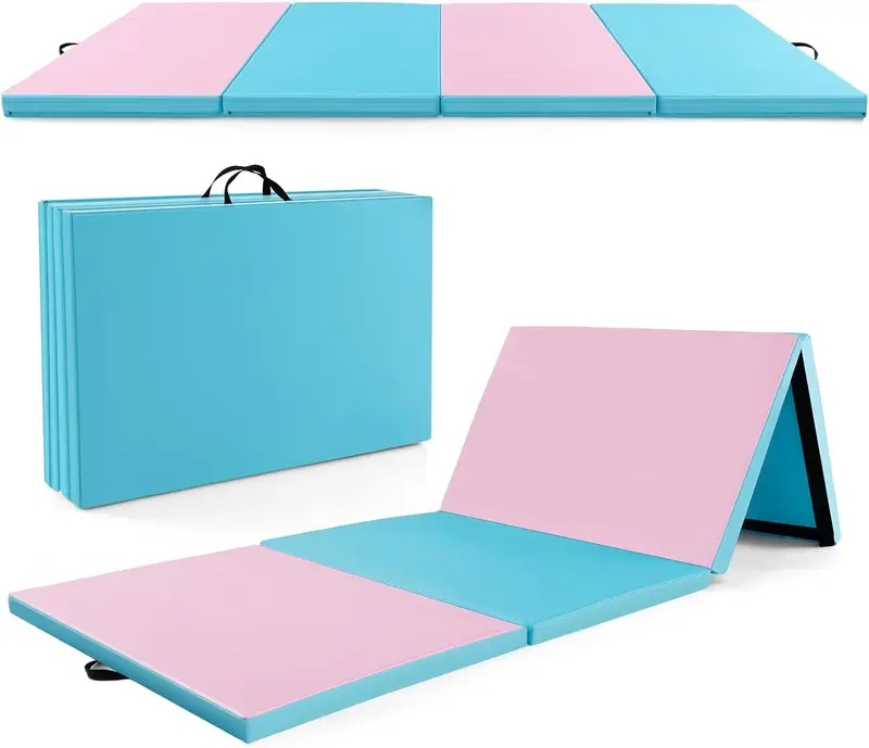 GoPlus-Klappbarer Turnmatte, 300 x 117 x 5 cm (10' x 4' x 2''), dick gepolstert mit PU-Leder-Oberfläche und Klettverschlüssen