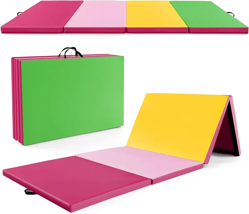 GoPlus-Klappbarer Turnmatte, 300 x 117 x 5 cm (10' x 4' x 2''), dick gepolstert mit PU-Leder-Oberfläche und Klettverschlüssen