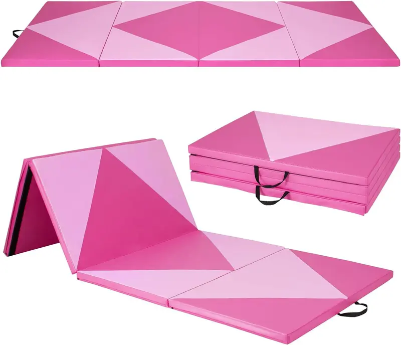 GoPlus-Klappbarer Turnmatte, 300 x 117 x 5 cm (10' x 4' x 2''), dick gepolstert mit PU-Leder-Oberfläche und Klettverschlüssen