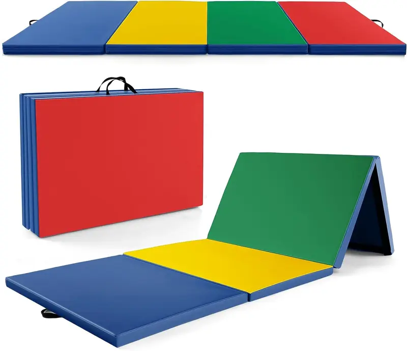 GoPlus-Klappbarer Turnmatte, 300 x 117 x 5 cm (10' x 4' x 2''), dick gepolstert mit PU-Leder-Oberfläche und Klettverschlüssen