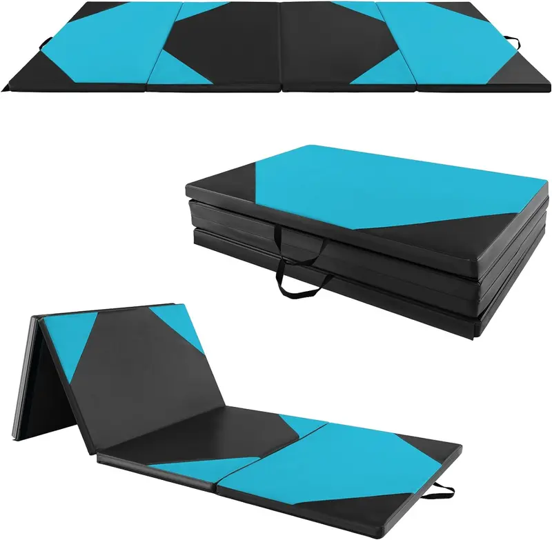 GoPlus-Klappbarer Turnmatte, 300 x 117 x 5 cm (10' x 4' x 2''), dick gepolstert mit PU-Leder-Oberfläche und Klettverschlüssen