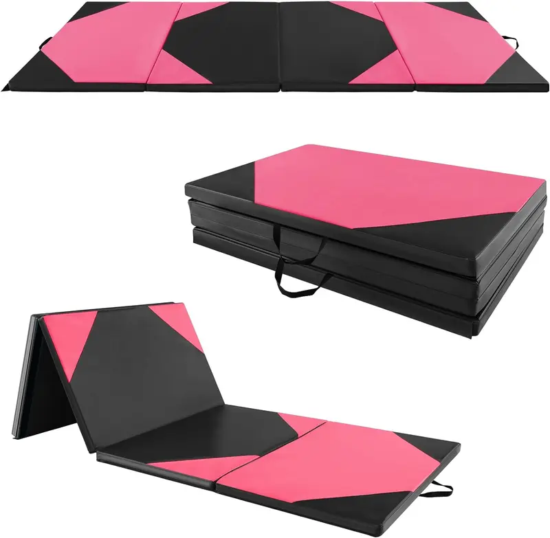 GoPlus-Klappbarer Turnmatte, 300 x 117 x 5 cm (10' x 4' x 2''), dick gepolstert mit PU-Leder-Oberfläche und Klettverschlüssen