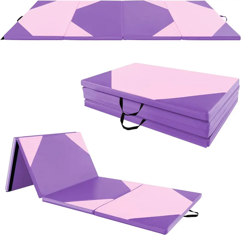 GoPlus-Klappbarer Turnmatte, 300 x 117 x 5 cm (10' x 4' x 2''), dick gepolstert mit PU-Leder-Oberfläche und Klettverschlüssen