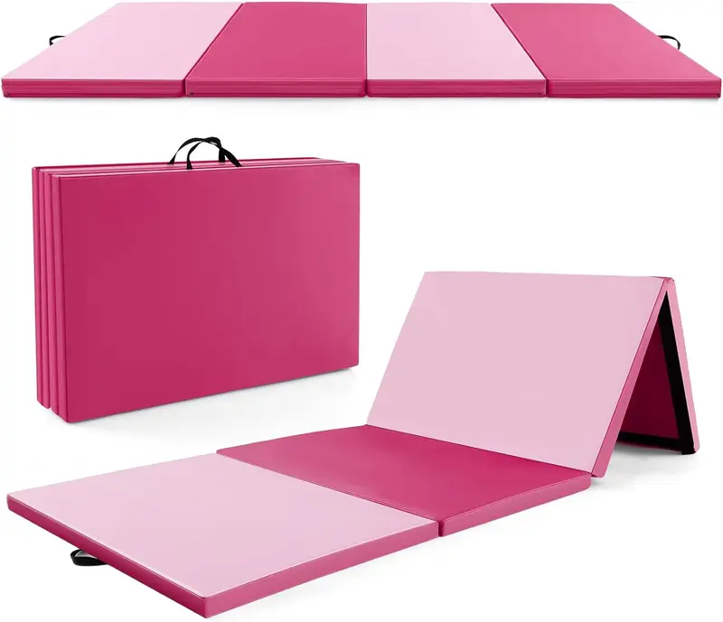 GoPlus-Klappbarer Turnmatte, 300 x 117 x 5 cm (10' x 4' x 2''), dick gepolstert mit PU-Leder-Oberfläche und Klettverschlüssen