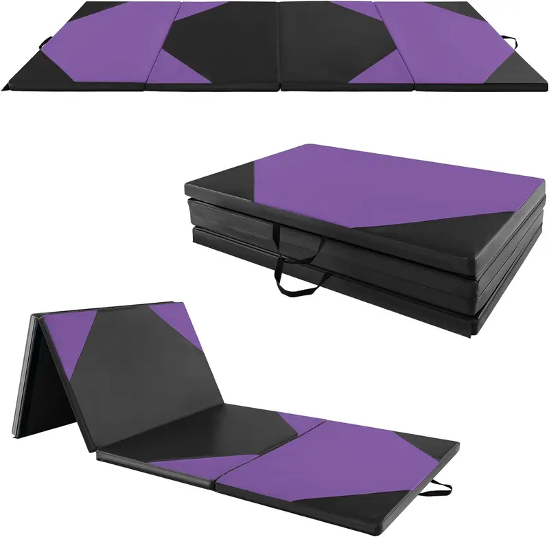 GoPlus-Klappbarer Turnmatte, 300 x 117 x 5 cm (10' x 4' x 2''), dick gepolstert mit PU-Leder-Oberfläche und Klettverschlüssen