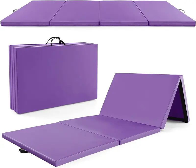 GoPlus-Klappbarer Turnmatte, 300 x 117 x 5 cm (10' x 4' x 2''), dick gepolstert mit PU-Leder-Oberfläche und Klettverschlüssen