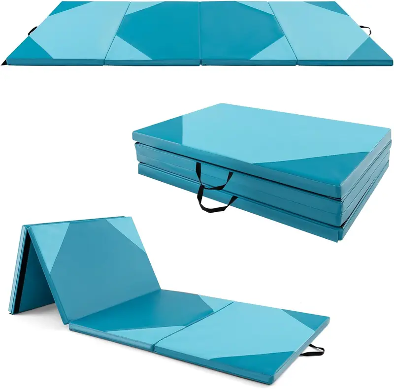GoPlus-Klappbarer Turnmatte, 300 x 117 x 5 cm (10' x 4' x 2''), dick gepolstert mit PU-Leder-Oberfläche und Klettverschlüssen