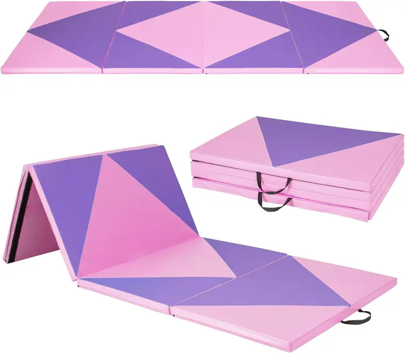 GoPlus-Klappbarer Turnmatte, 300 x 117 x 5 cm (10' x 4' x 2''), dick gepolstert mit PU-Leder-Oberfläche und Klettverschlüssen