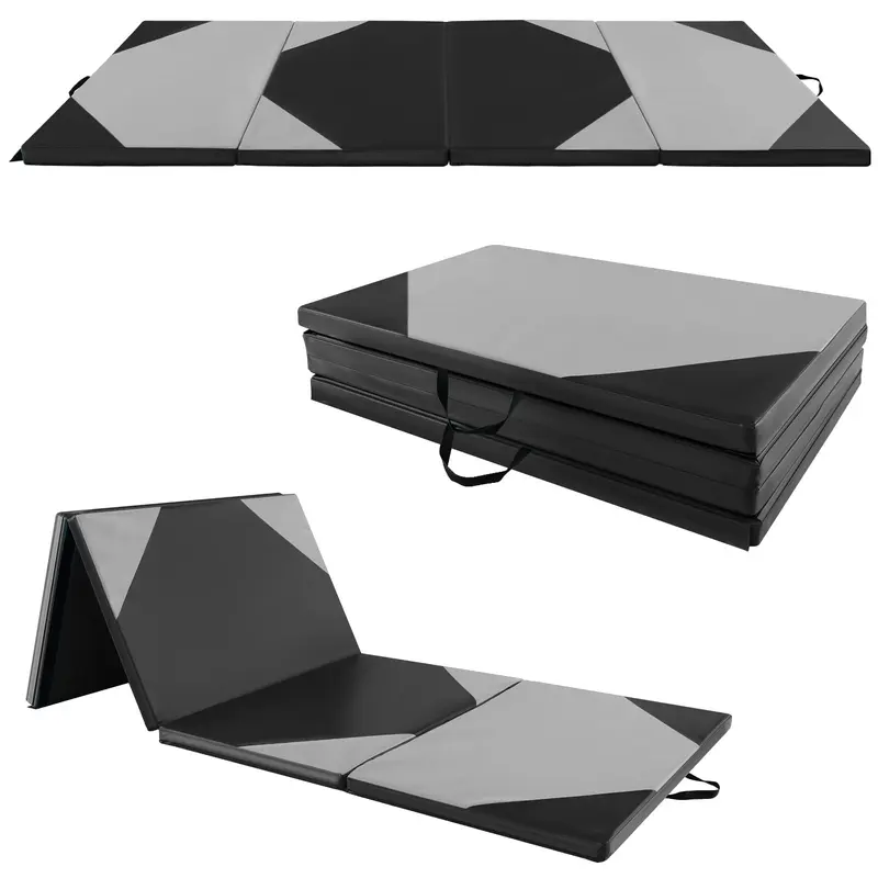 GoPlus-Klappbarer Turnmatte, 300 x 117 x 5 cm (10' x 4' x 2''), dick gepolstert mit PU-Leder-Oberfläche und Klettverschlüssen