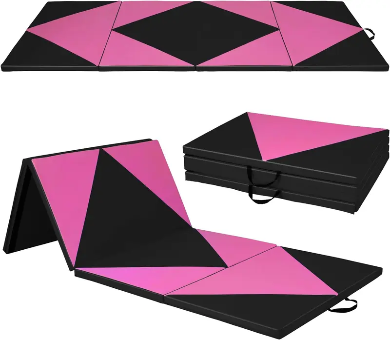GoPlus-Klappbarer Turnmatte, 300 x 117 x 5 cm (10' x 4' x 2''), dick gepolstert mit PU-Leder-Oberfläche und Klettverschlüssen
