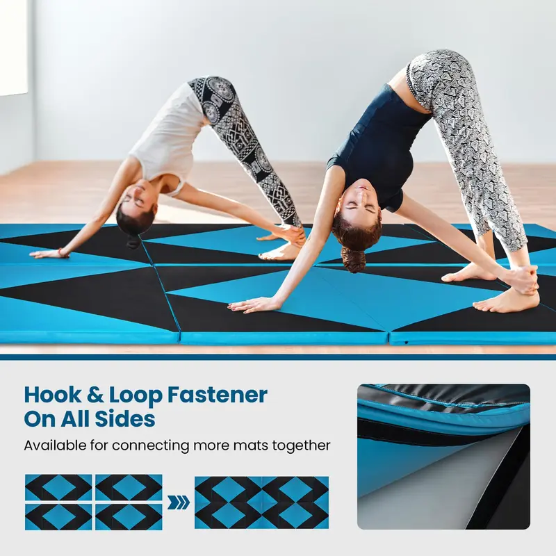 GoPlus-Klappbarer Turnmatte, 300 x 117 x 5 cm (10' x 4' x 2''), dick gepolstert mit PU-Leder-Oberfläche und Klettverschlüssen