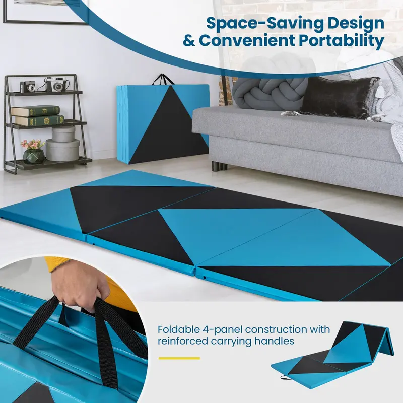 GoPlus-Klappbarer Turnmatte, 300 x 117 x 5 cm (10' x 4' x 2''), dick gepolstert mit PU-Leder-Oberfläche und Klettverschlüssen