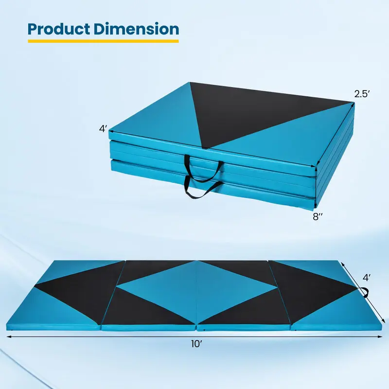 GoPlus-Klappbarer Turnmatte, 300 x 117 x 5 cm (10' x 4' x 2''), dick gepolstert mit PU-Leder-Oberfläche und Klettverschlüssen