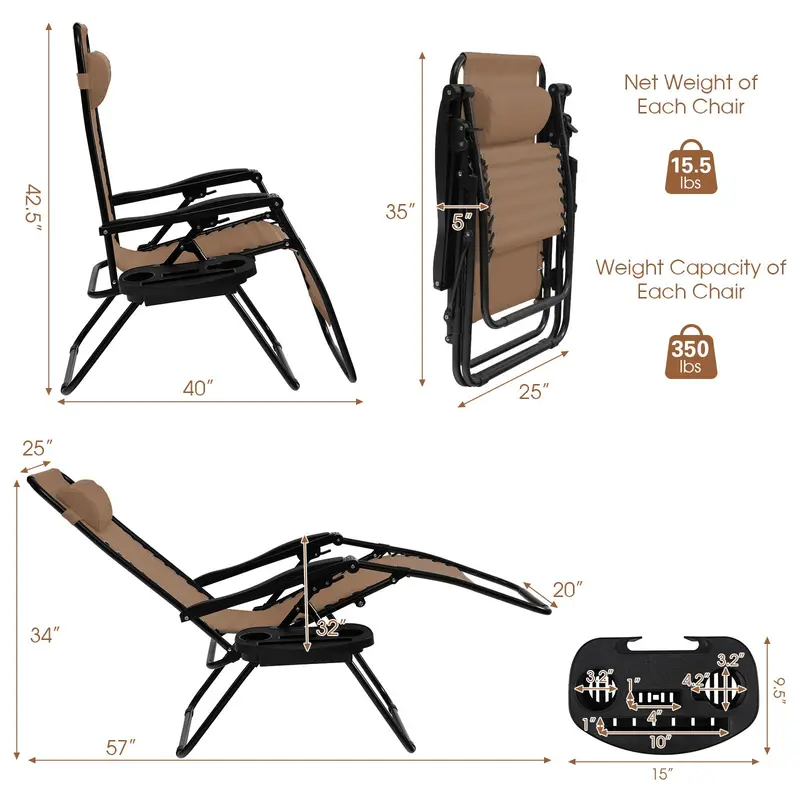 GoPlus Klappbarer Zero-Gravity-Liegestuhl