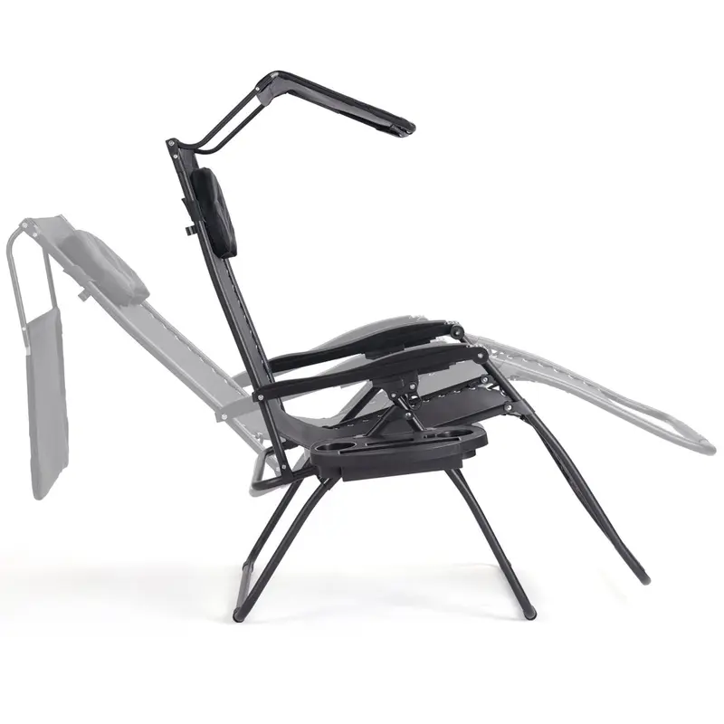 Goplus Klappbarer Zero-Gravity-Liegestuhl mit breiter Sitzfläche für Außenbereiche – Strand, Terrasse, Pool – inkl. Sonnenschutzdach