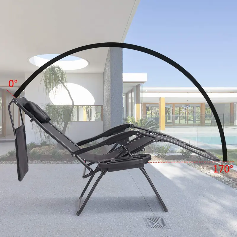 Goplus Klappbarer Zero-Gravity-Liegestuhl mit breiter Sitzfläche für Außenbereiche – Strand, Terrasse, Pool – inkl. Sonnenschutzdach