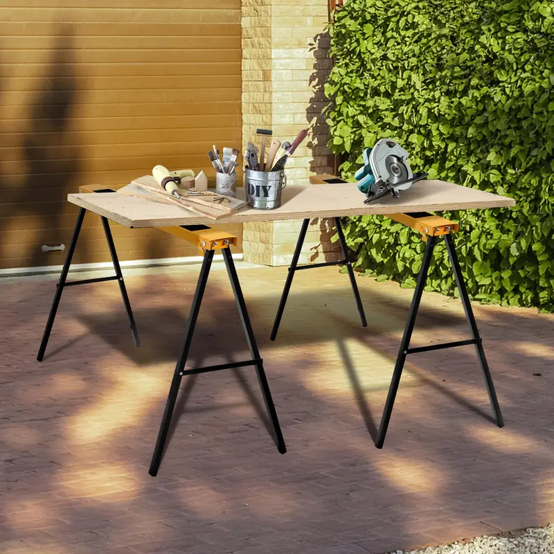 Goplus Klappbares, tragbares Arbeitsschwein mit schnellaufklappenden Beinen – 2er-Pack