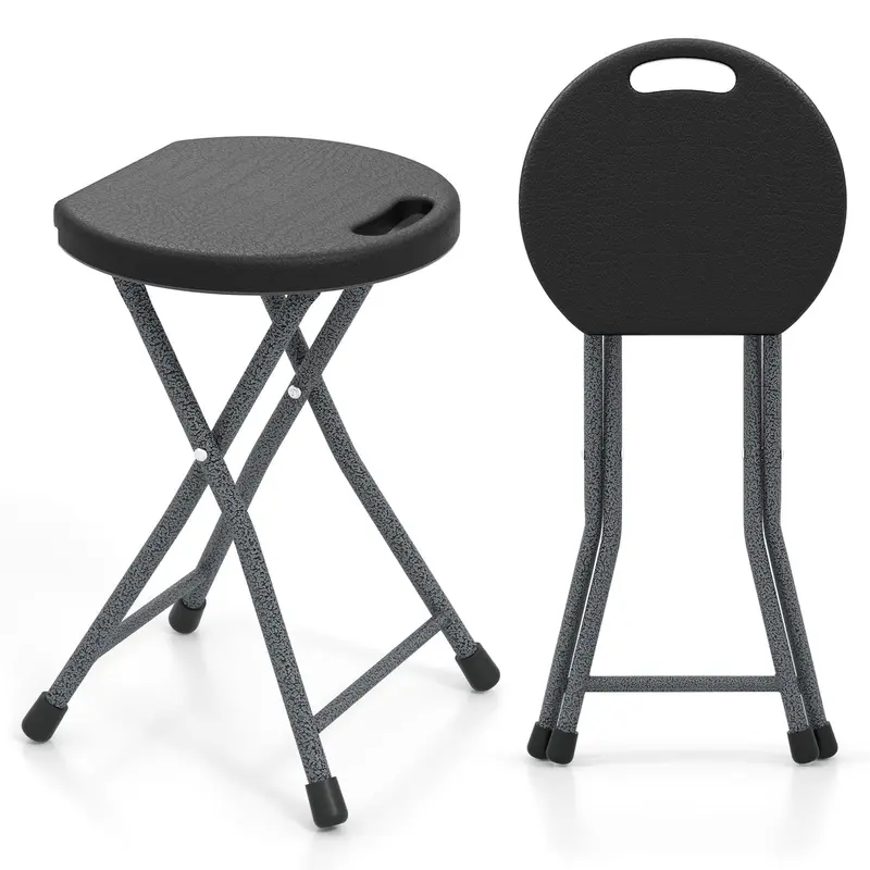 Goplus Klapphocker – zusammenklappbarer runder Hocker mit Tragegriff für Angeln, Wandern, Gartenarbeit und Grillpartys
