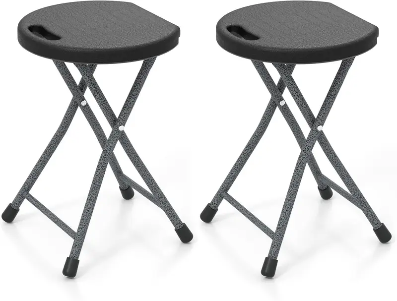 Goplus Klapphocker – zusammenklappbarer runder Hocker mit Tragegriff für Angeln, Wandern, Gartenarbeit und Grillpartys
