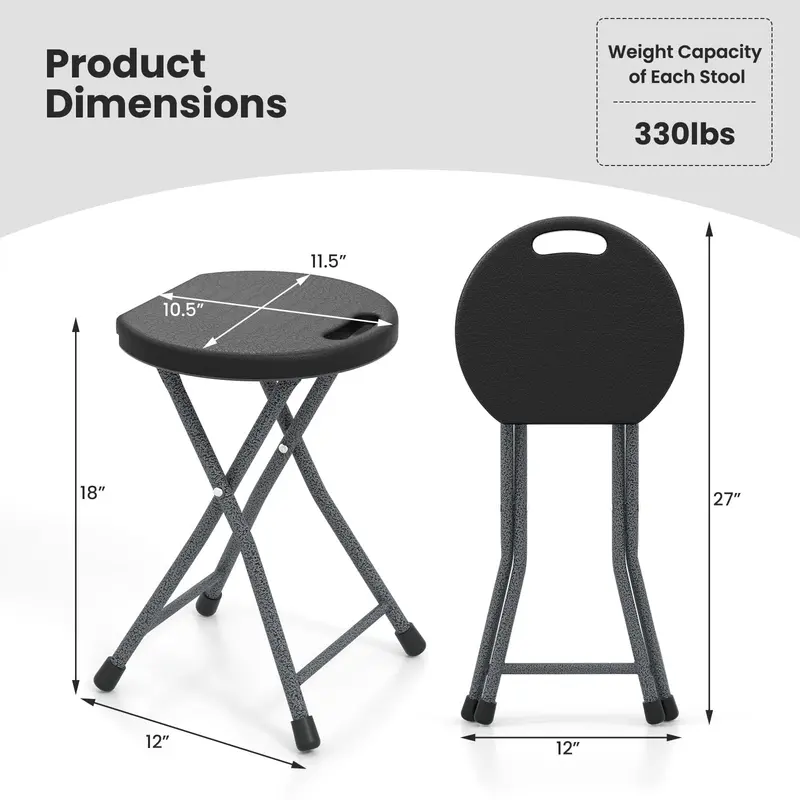 Goplus Klapphocker – zusammenklappbarer runder Hocker mit Tragegriff für Angeln, Wandern, Gartenarbeit und Grillpartys