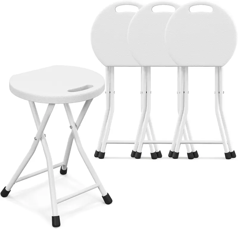 Goplus Klapphocker – zusammenklappbarer runder Hocker mit Tragegriff für Angeln, Wandern, Gartenarbeit und Grillpartys
