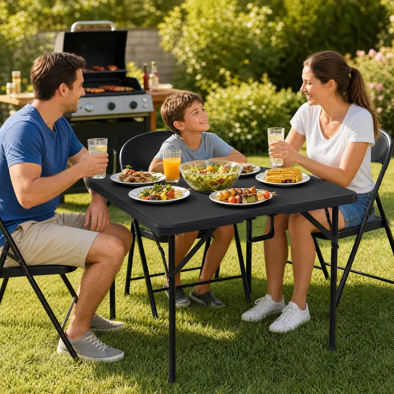 Goplus-Klapptisch, 34" | Quadratischer faltbarer Kartentisch für Innen- und Außenbereich 2