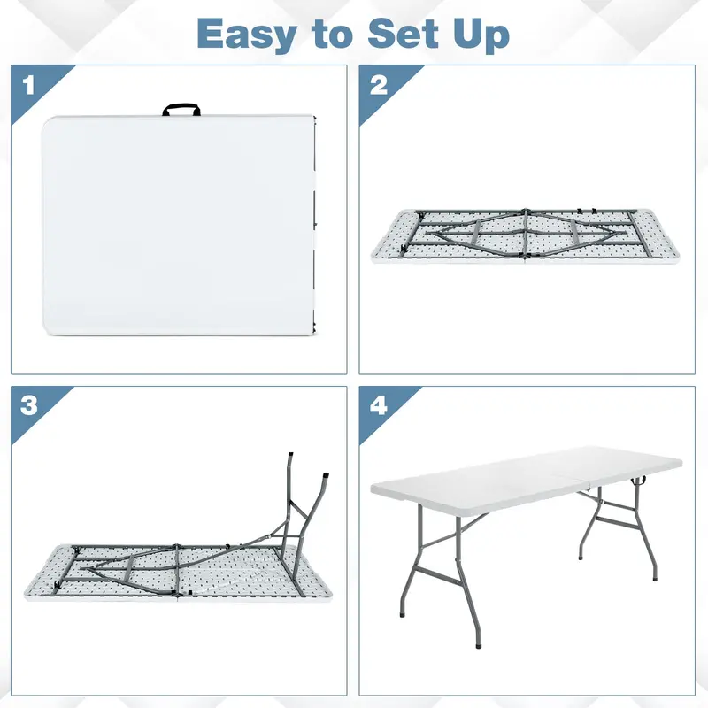 GoPlus-Klapptische, 1,83 m (6 ft) klappbarer Kunststoff-Kartentisch, tragbarer, robust ausgeführter Klaptisch mit Tragegriff