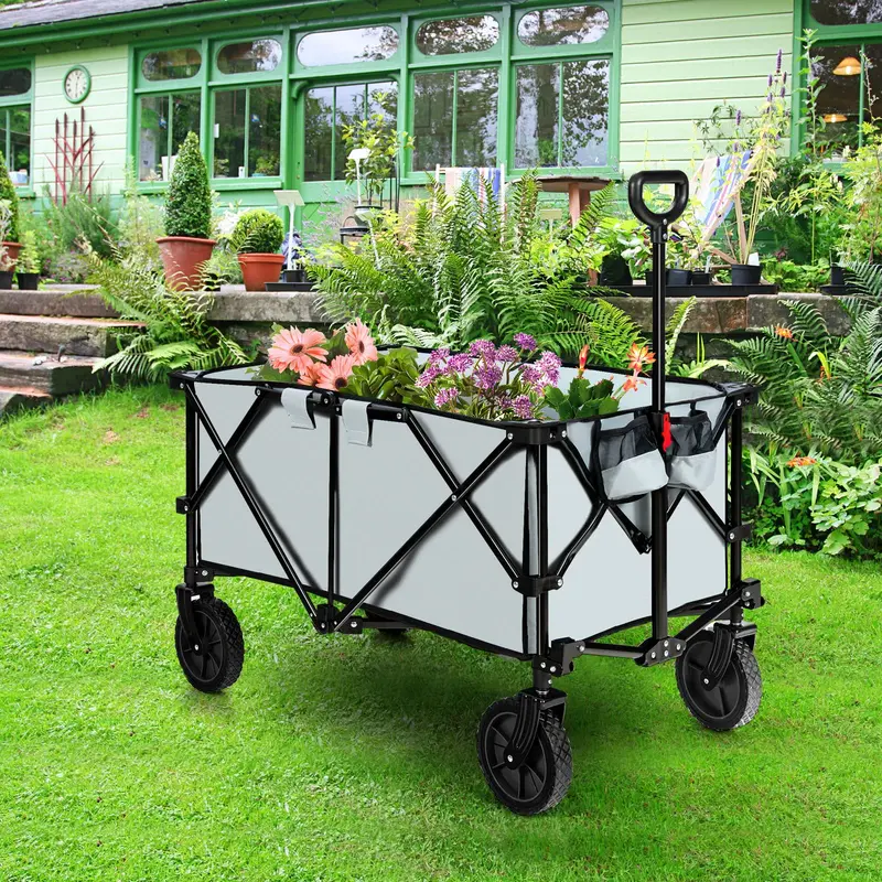 GoPlus-Klappwagen, faltbarer Nutzwagen mit universellen Rädern, verstellbarem Griff und Aufbewahrungstasche 2