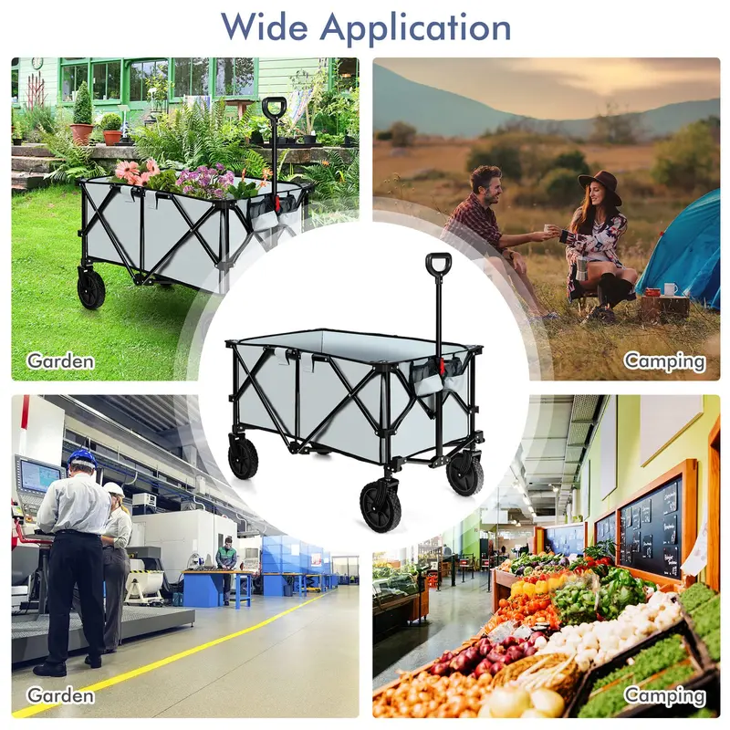 GoPlus-Klappwagen, faltbarer Nutzwagen mit universellen Rädern, verstellbarem Griff und Aufbewahrungstasche