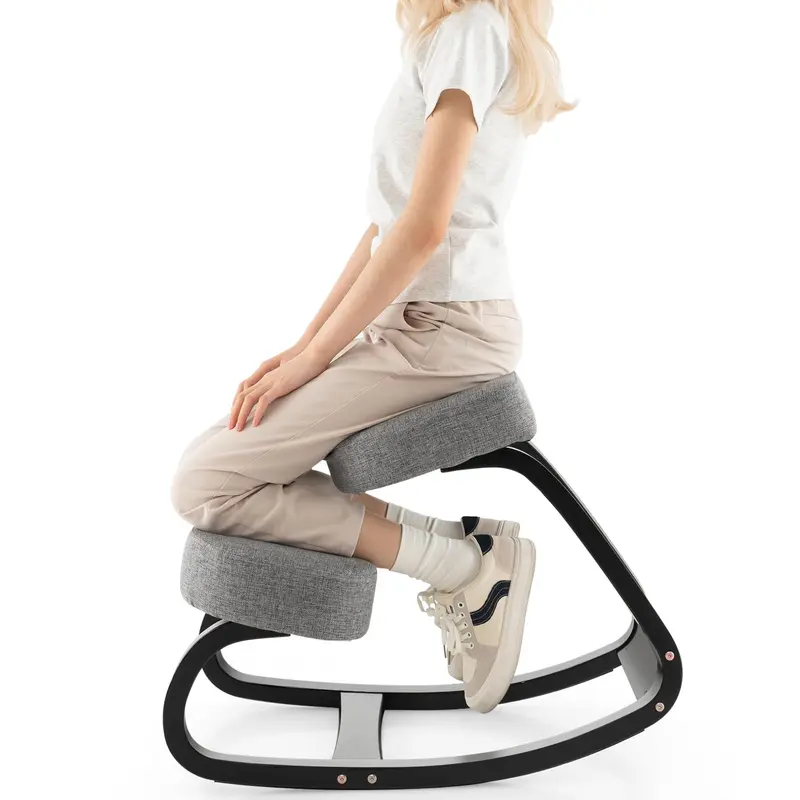 Goplus Kniefußhocker, ergonomischer Haltungssessel mit 10 cm dickem gepolstertem Kissen