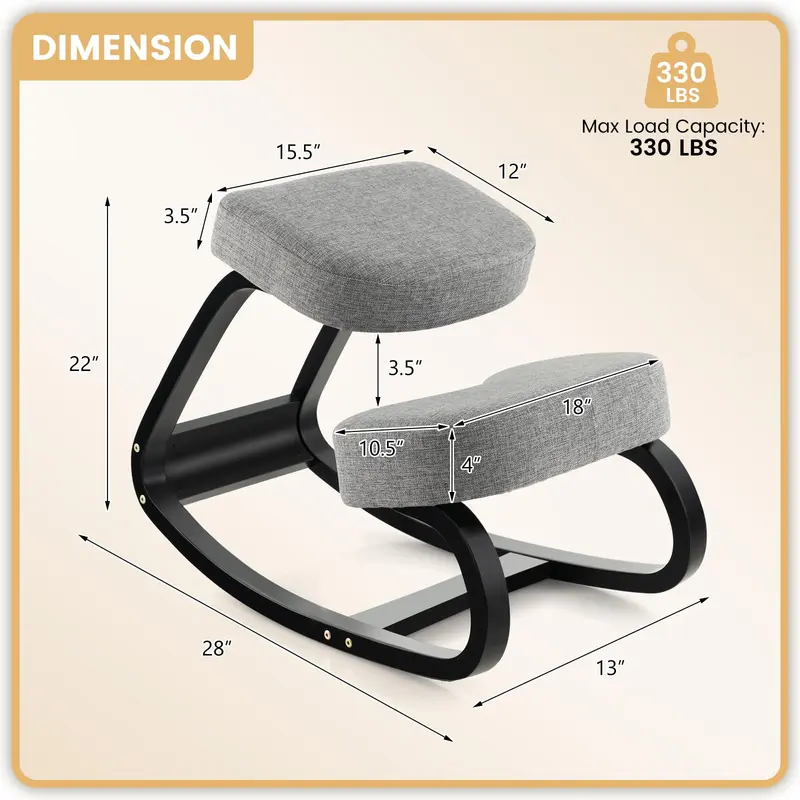 Goplus Kniefußhocker, ergonomischer Haltungssessel mit 10 cm dickem gepolstertem Kissen