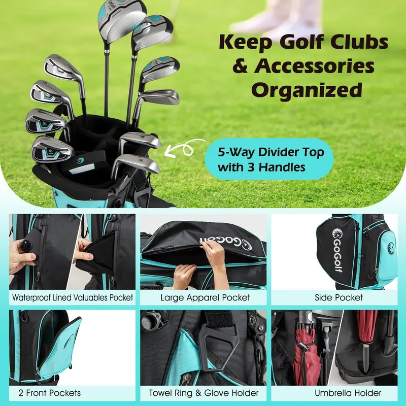 GoPlus Komplett-Golfclub-Set für Damen | 12-teiliges Rechtshänder-Golfset für Frauen 2