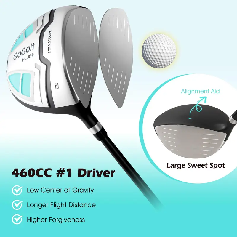 GoPlus Komplett-Golfclub-Set für Damen | 12-teiliges Rechtshänder-Golfset für Frauen