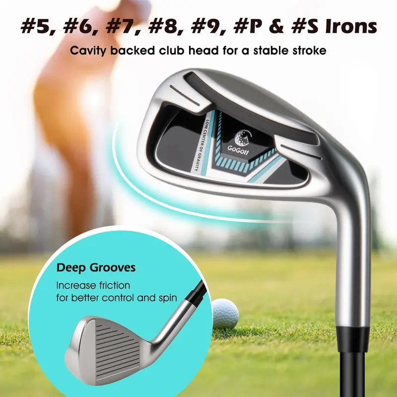 GoPlus Komplett-Golfclub-Set für Damen | 12-teiliges Rechtshänder-Golfset für Frauen