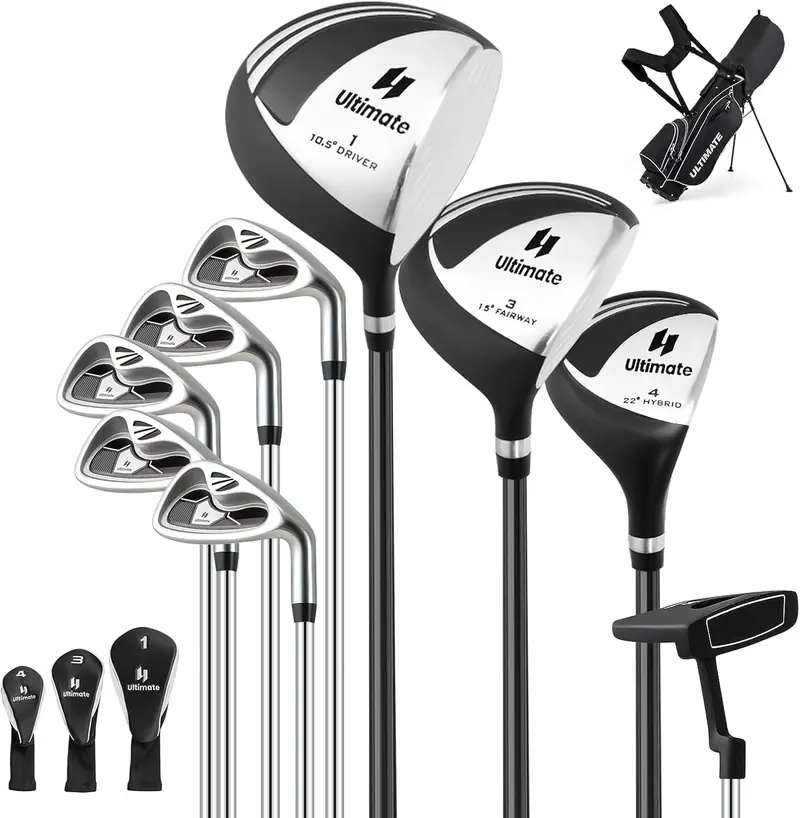 GoPlus Komplett-Golfclub-Set für Herren, 9-teilig mit Standbag, für Rechtshänder
