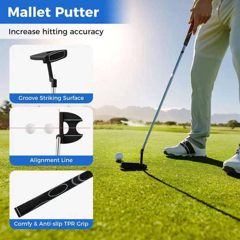 GoPlus Komplett-Golfclub-Set für Herren, 9-teilig mit Standbag, für Rechtshänder