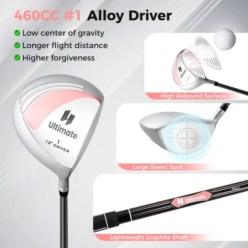 GoPlus Komplettes Golfschlägerset für Damen, 9-teilig mit Caddytasche