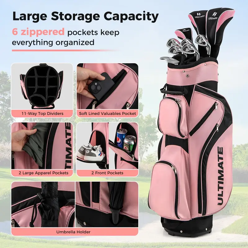 GoPlus Komplettes Golfschlägerset für Damen, 9-teilig mit Caddytasche
